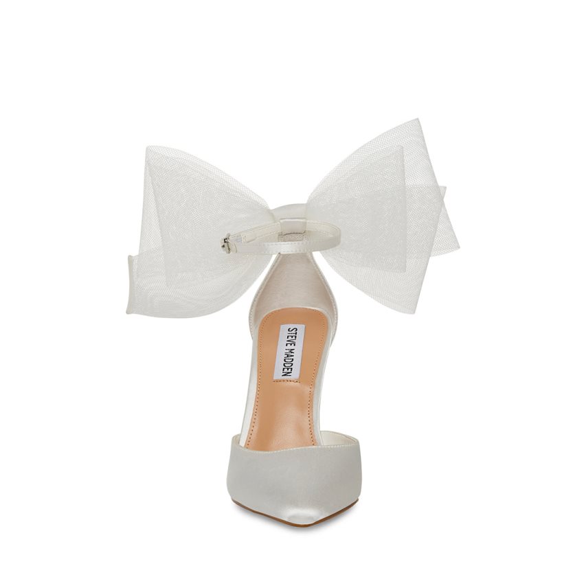 White Steve Madden Valenteen Satin Women's Heels | PH 5638VQE